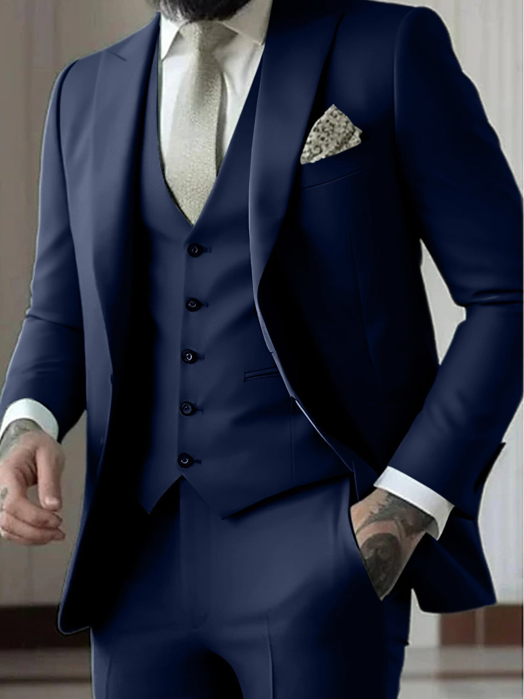 Traje de Novio de Tres Piezas Hombre Slim Fit Chaleco | Gonzalez