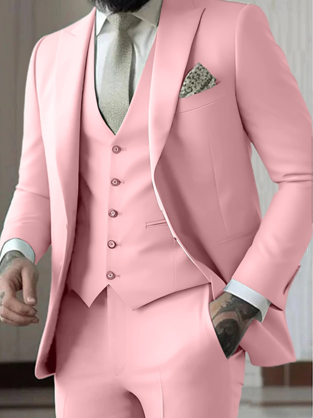 Traje de Novio de Tres Piezas Hombre Slim Fit Chaleco | Gonzalez