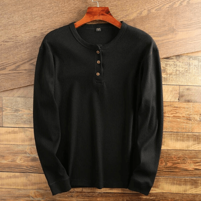 Camiseta Henley Manga Larga Textura Waffle Hombre | Valmonti