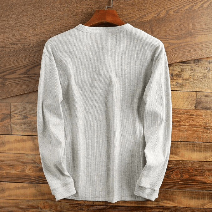 Camiseta Henley Manga Larga Textura Waffle Hombre | Valmonti
