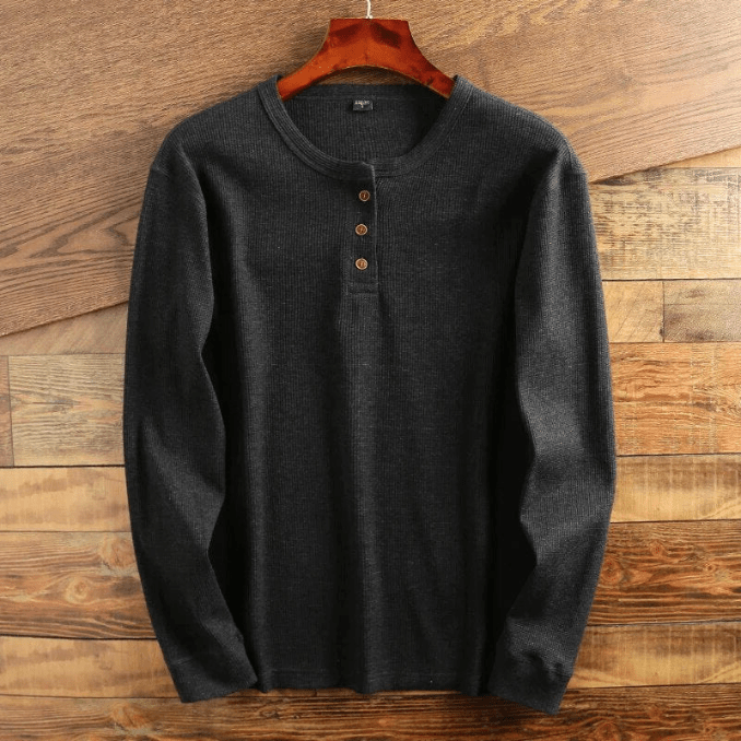 Camiseta Henley Manga Larga Textura Waffle Hombre | Valmonti