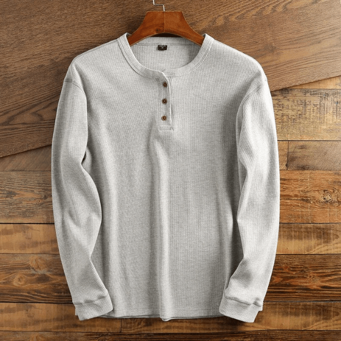 Camiseta Henley Manga Larga Textura Waffle Hombre | Valmonti