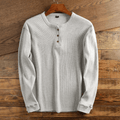 Camiseta Henley Manga Larga Textura Waffle Hombre | Valmonti