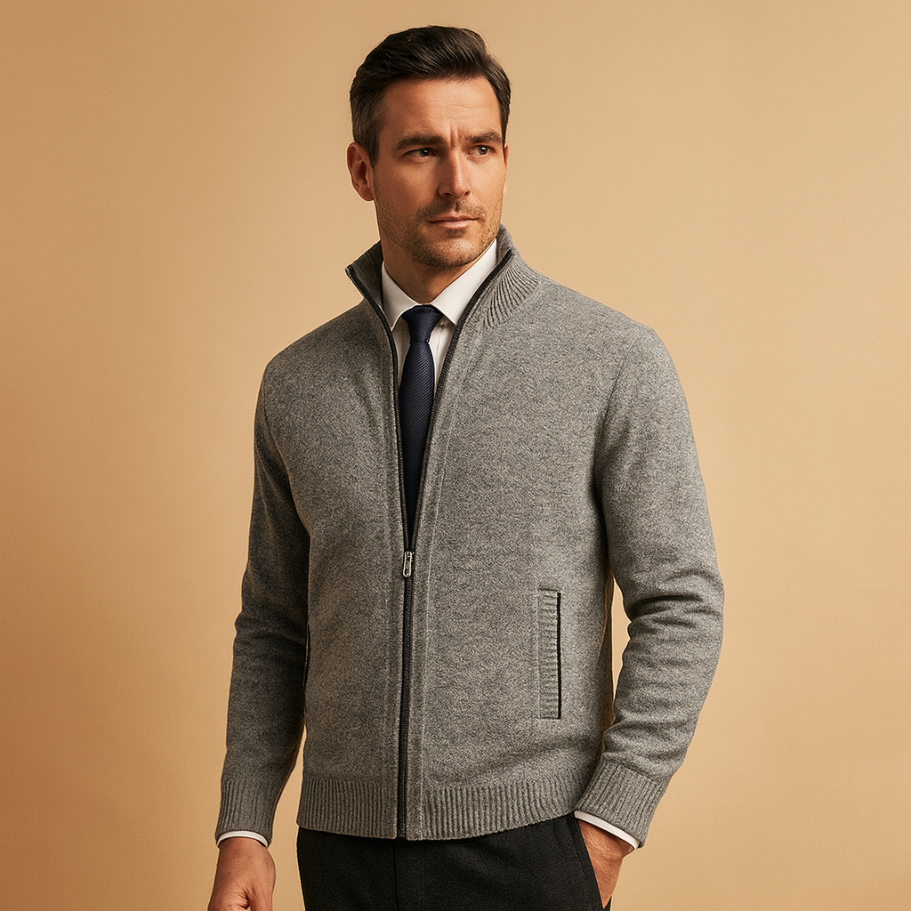 Cardigan Zippé Maille Classique Homme | Valmonti
