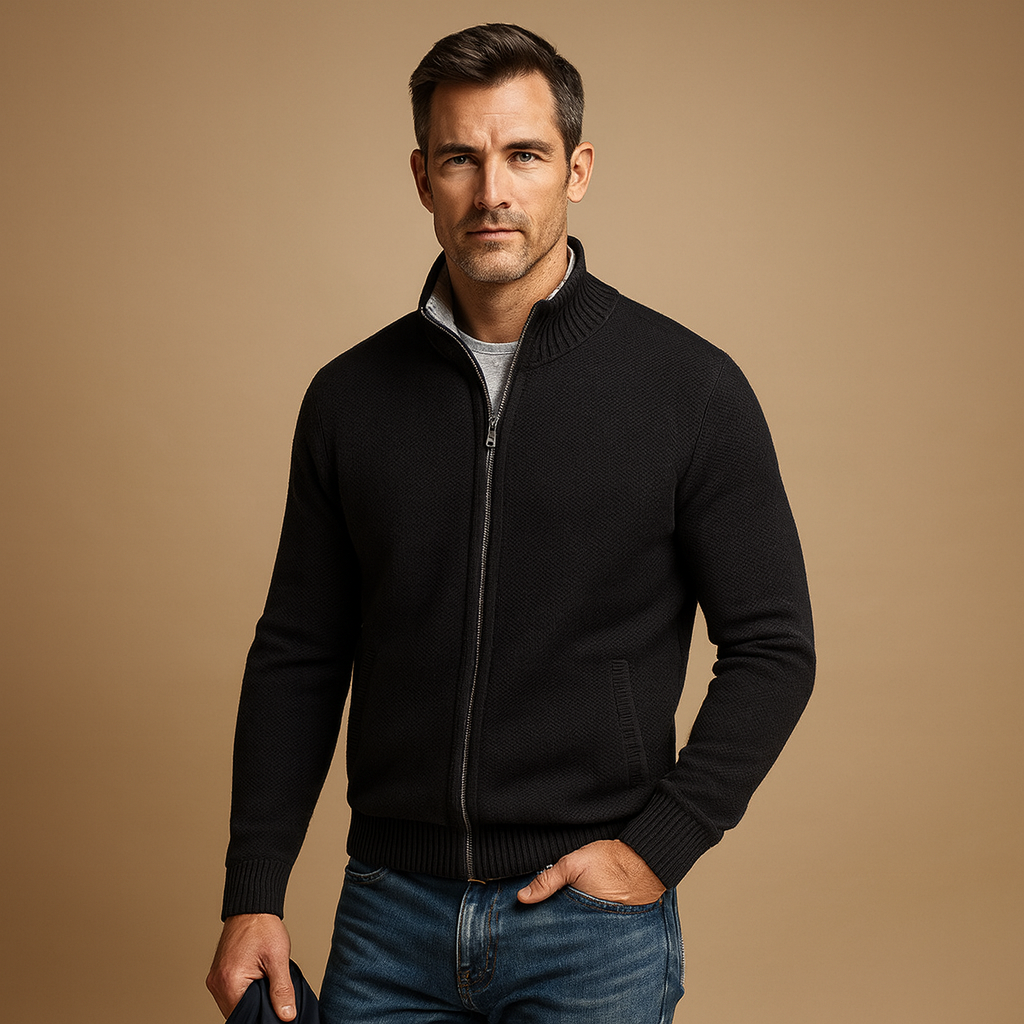 Cardigan Zippé Maille Classique Homme | Valmonti