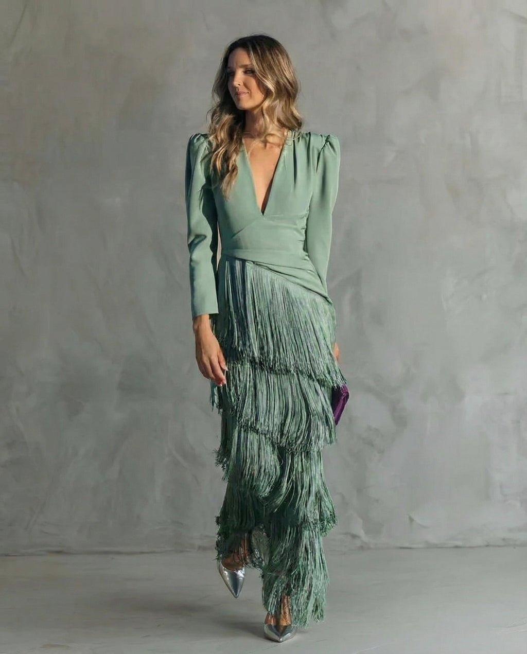 Robe Élégante à Manches Frangées pour Femme Automne | Marta