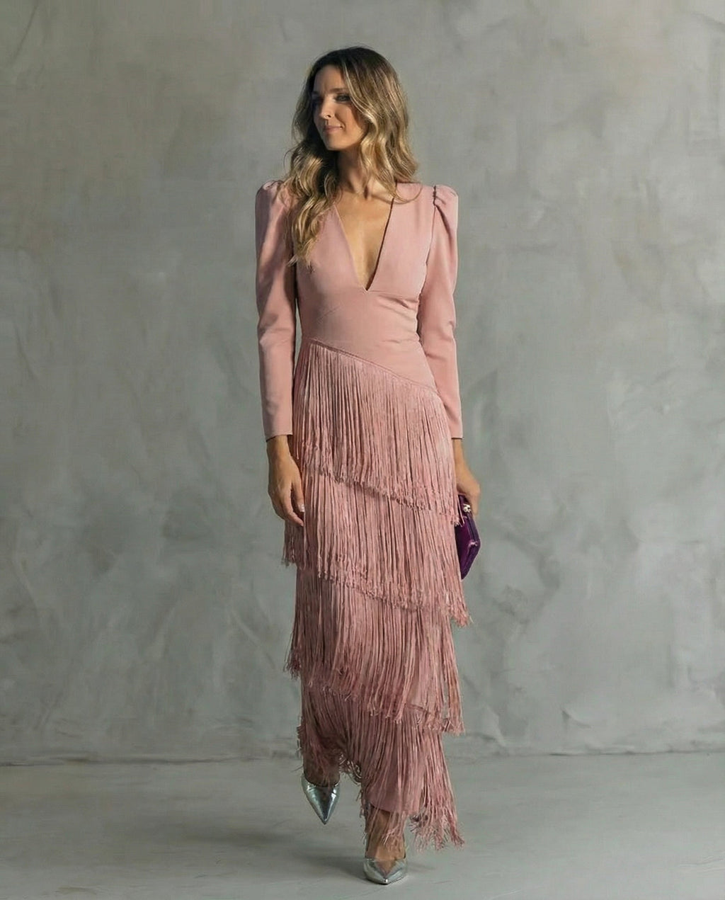 Vestido Elegante con Mangas de Flecos para Mujer Otoño | Marta