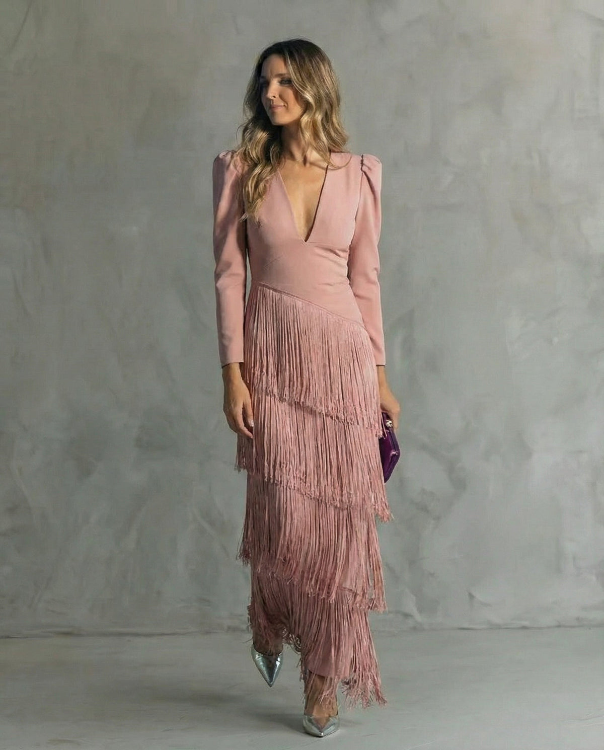 Vestido Elegante con Mangas de Flecos para Mujer Otoño | Marta