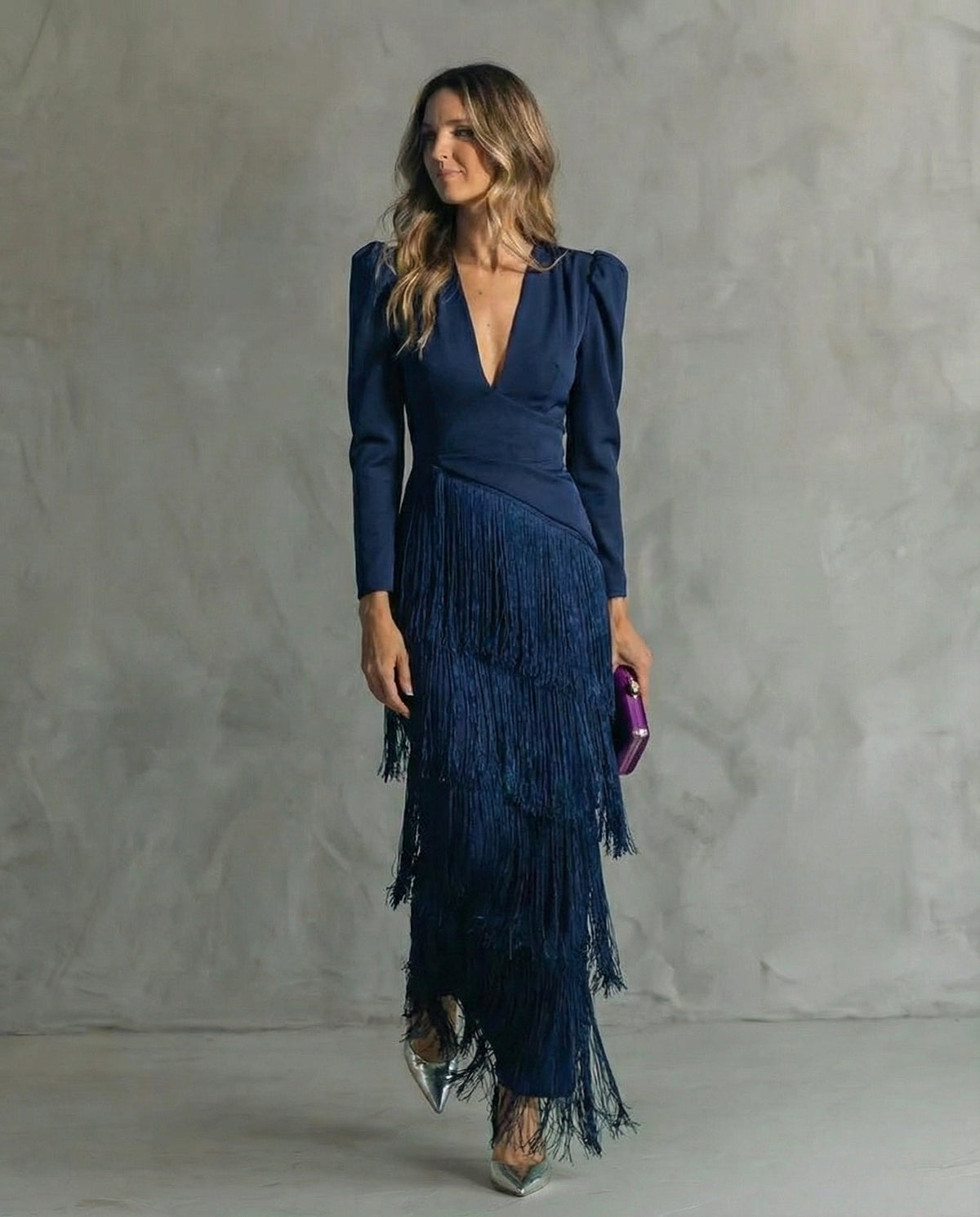Vestido Elegante con Mangas de Flecos para Mujer Otoño | Marta