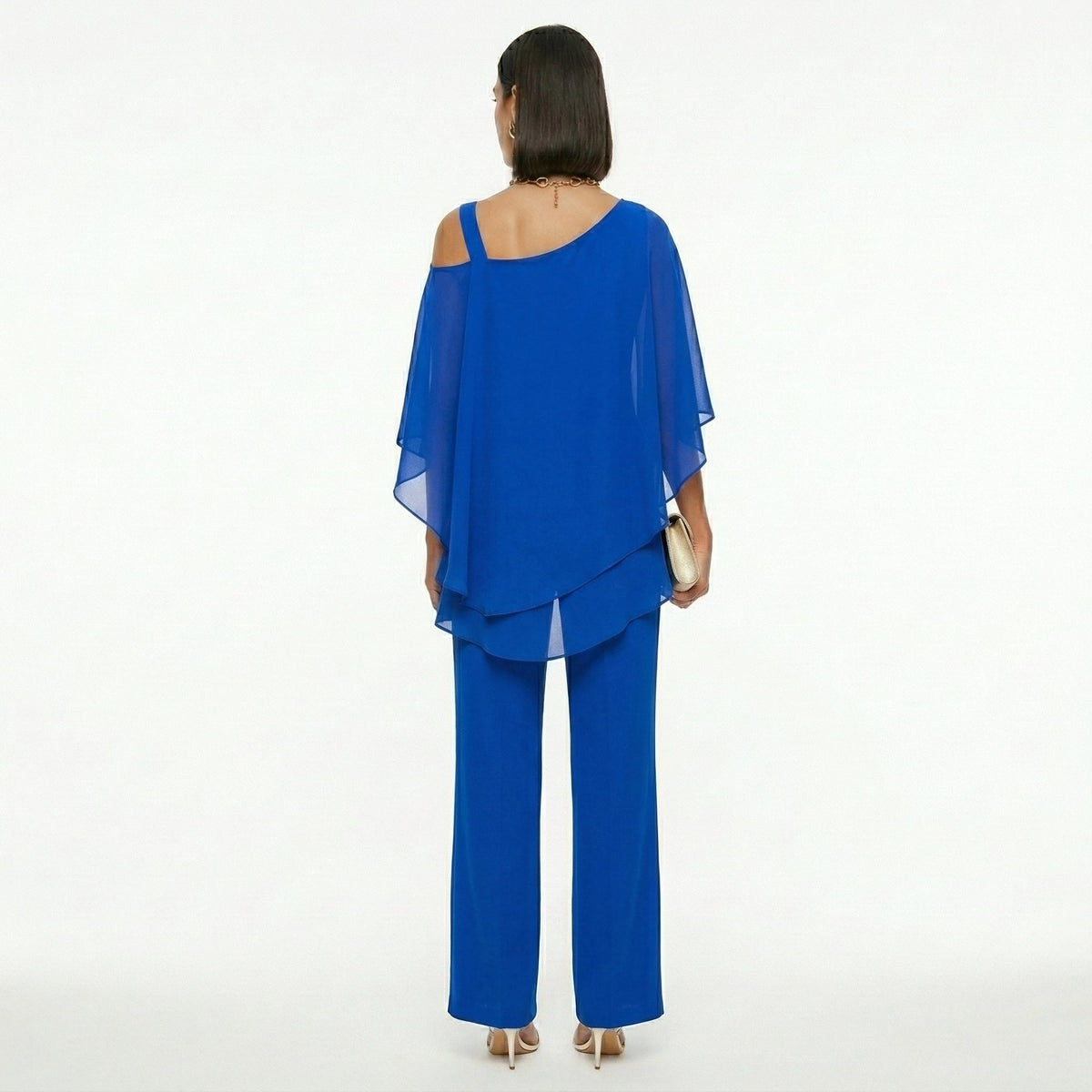 Conjunto Elegante de Gasa Mujer Escote Asimétrico | Inmaculada