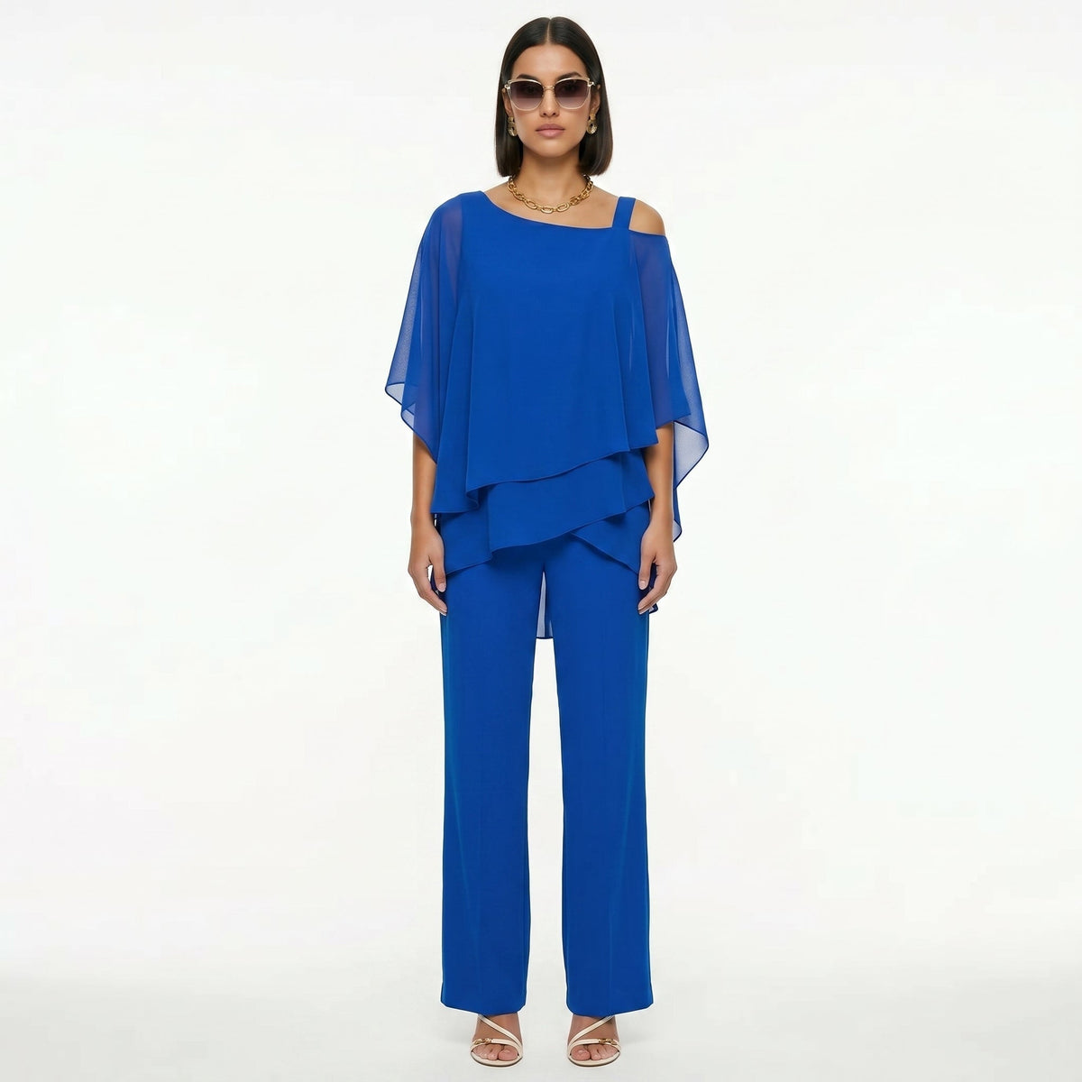 Ensemble Élégant en Gaze Femme Décolleté Asymétrique | Inmaculada