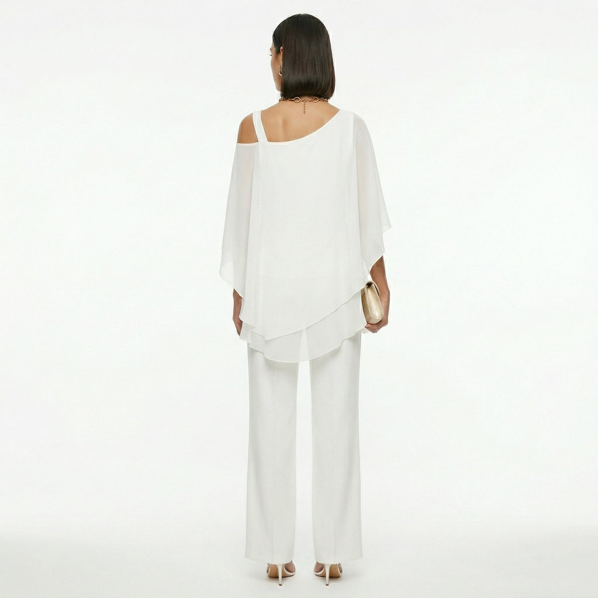 Conjunto Elegante de Gasa Mujer Escote Asimétrico | Inmaculada