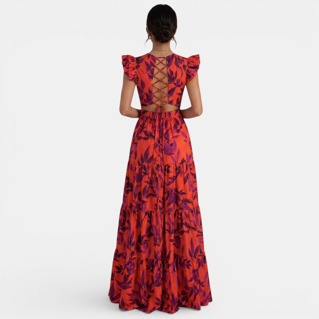 Vestido Largo Rojo Elegante Mujer Invitada de Bodas | Andrea