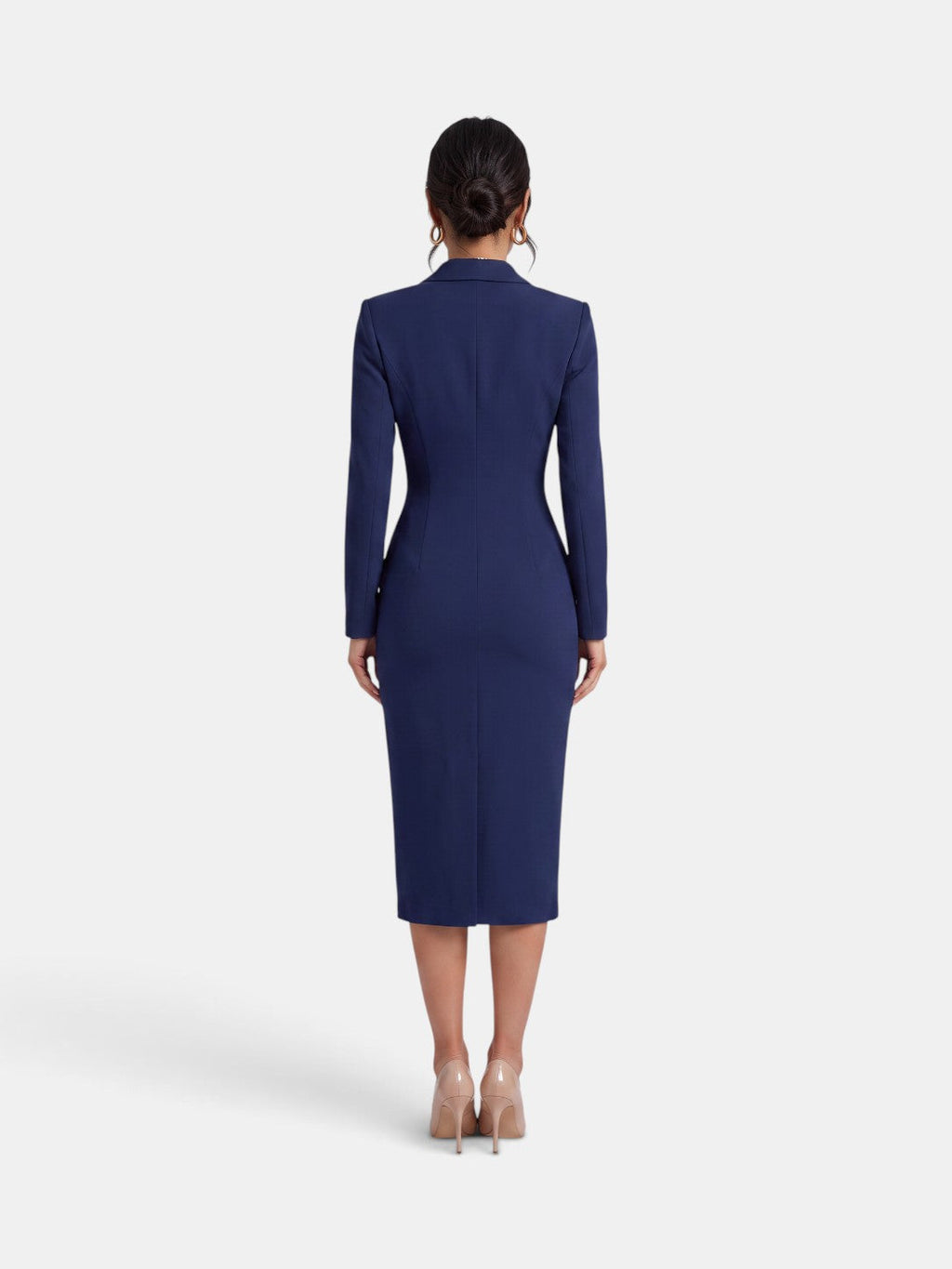 Vestido Blazer Midi Blanco Elegante Mujer | Luna Cruz