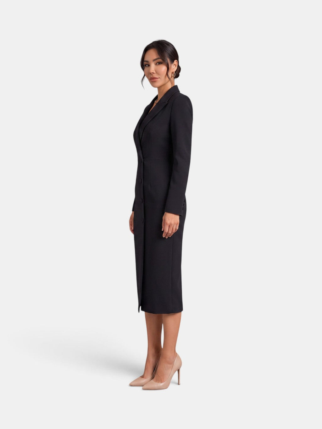 Vestido Blazer Midi Blanco Elegante Mujer | Luna Cruz