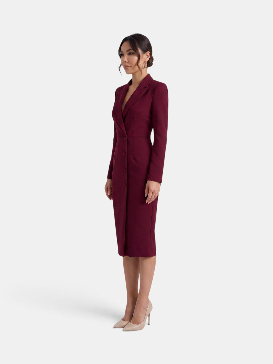 Vestido Blazer Midi Blanco Elegante Mujer | Luna Cruz