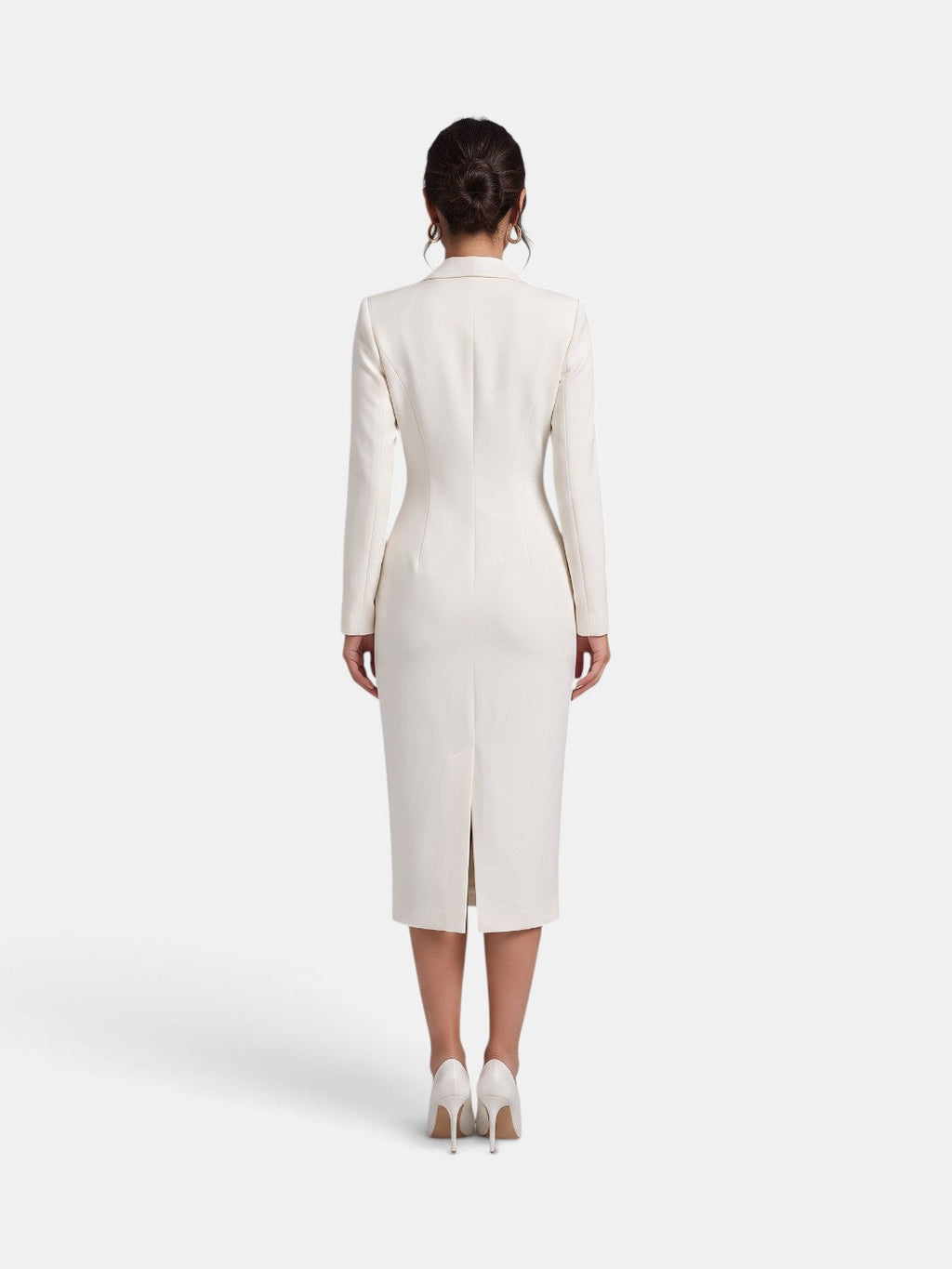 Vestido Blazer Midi Blanco Elegante Mujer | Luna Cruz
