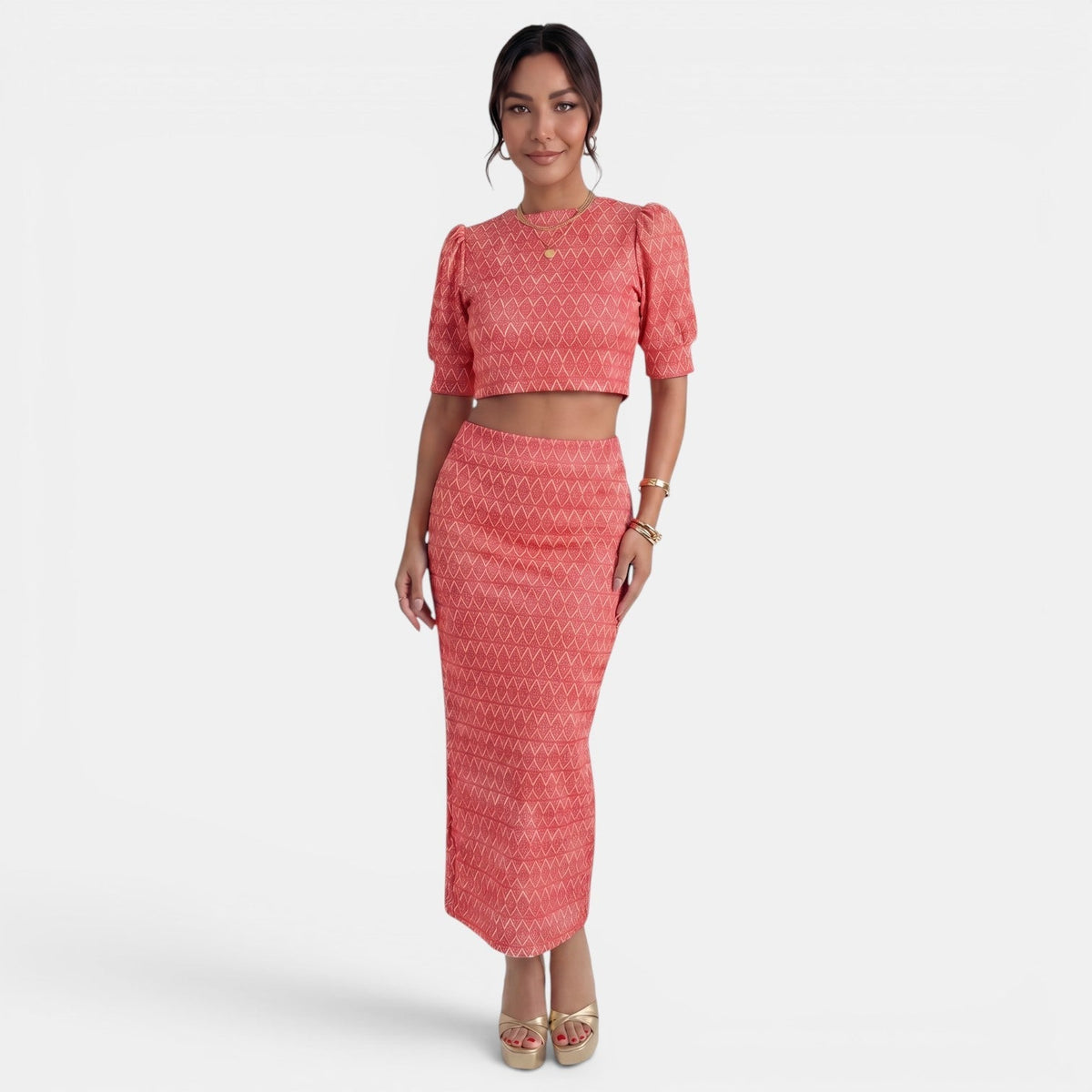 Ensemble Femme 2 Pièces Crop Top et Jupe Fendue Événements | Amanda