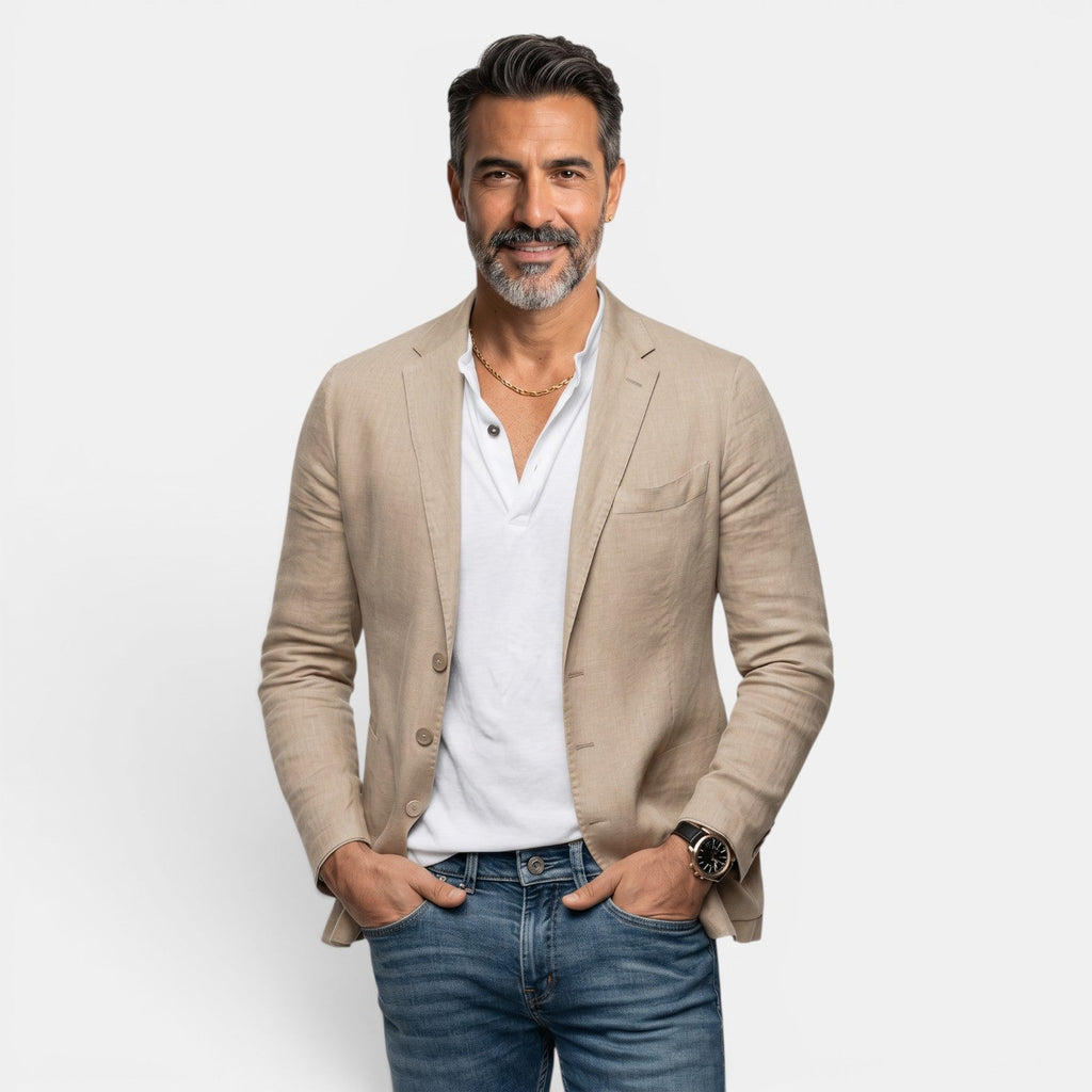 Americana Elegante Ligera con Solapa Clásica Blazer Hombre Slim Fit Premium