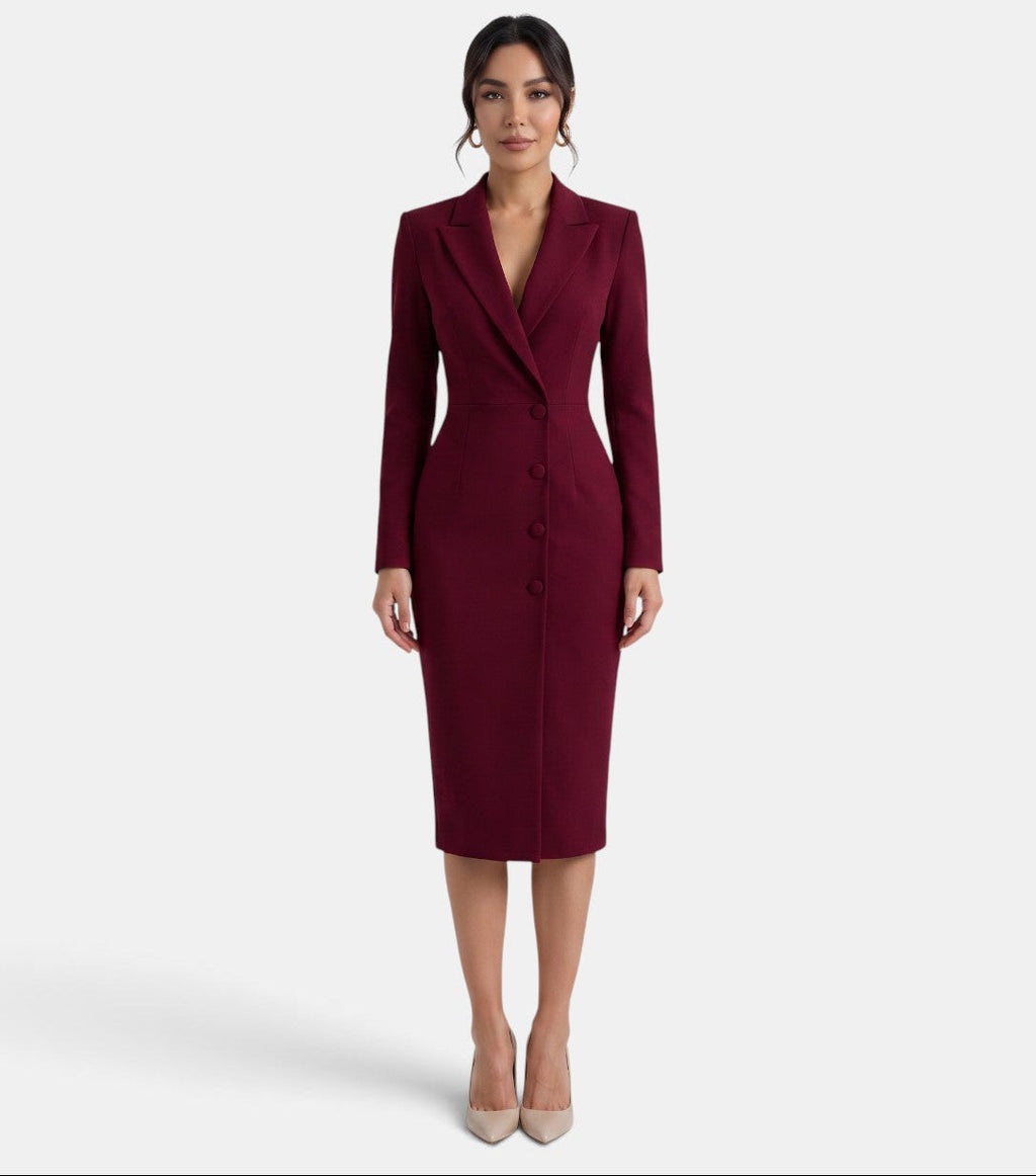 Vestido Blazer Midi Blanco Elegante Mujer | Luna Cruz