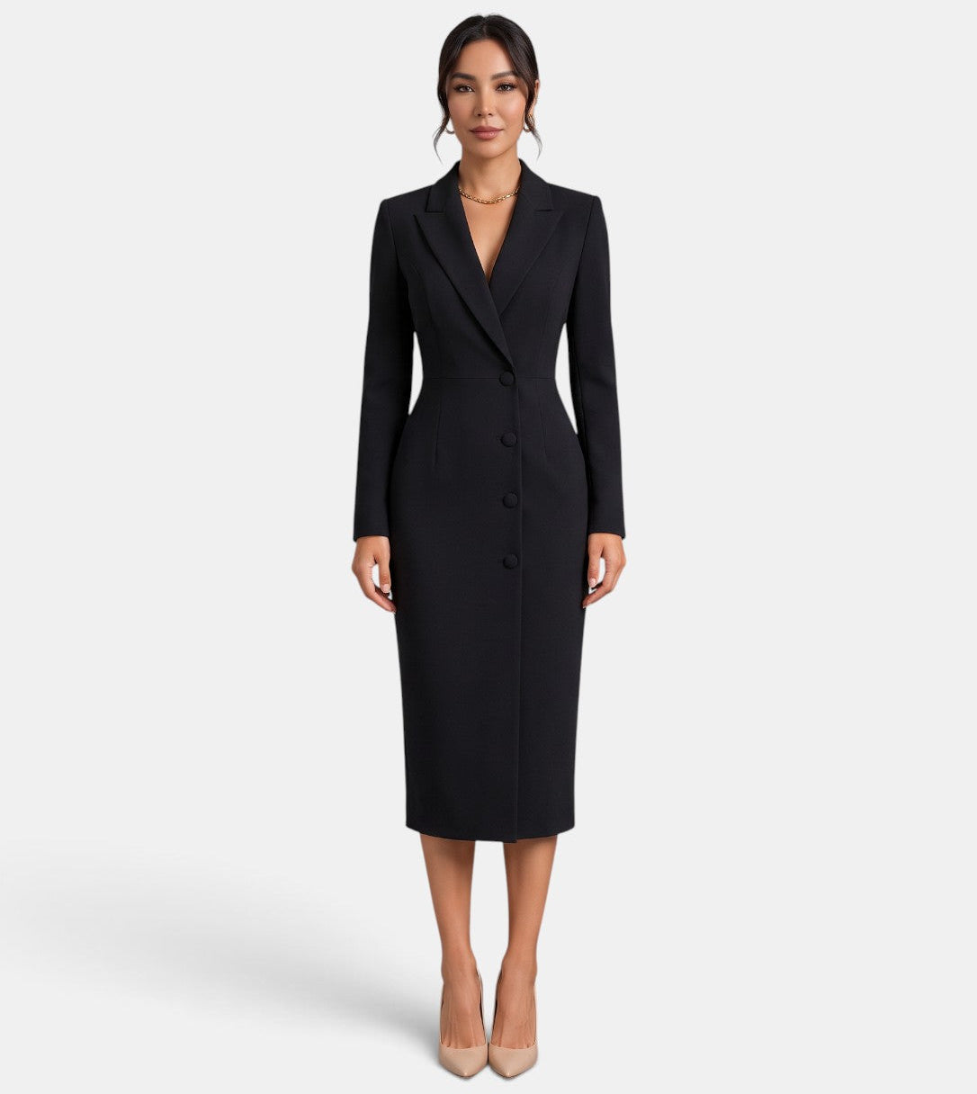 Vestido Blazer Midi Blanco Elegante Mujer | Luna Cruz