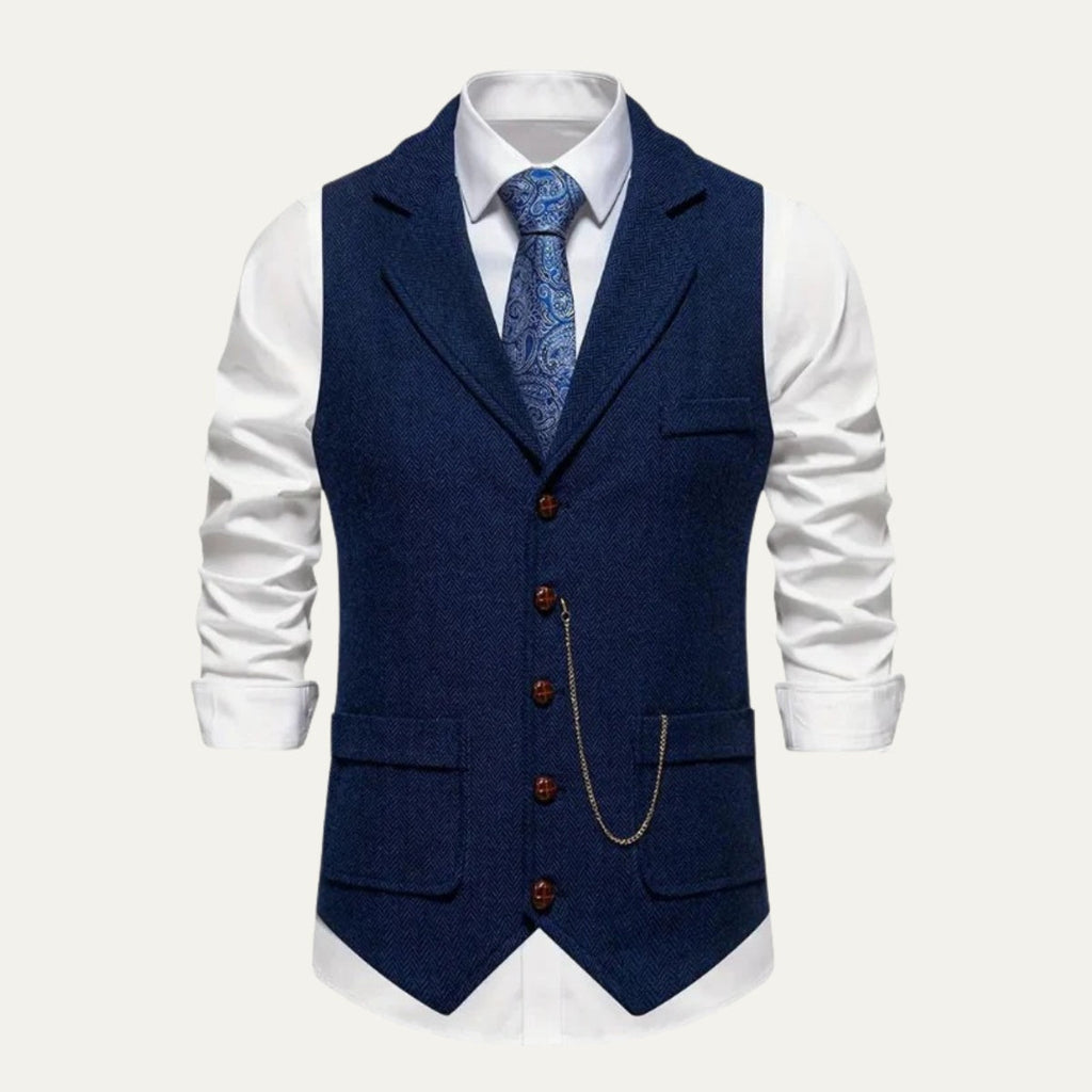 Chaleco de Tweed Hombre Espiga Solapa Entallado | Nicolas