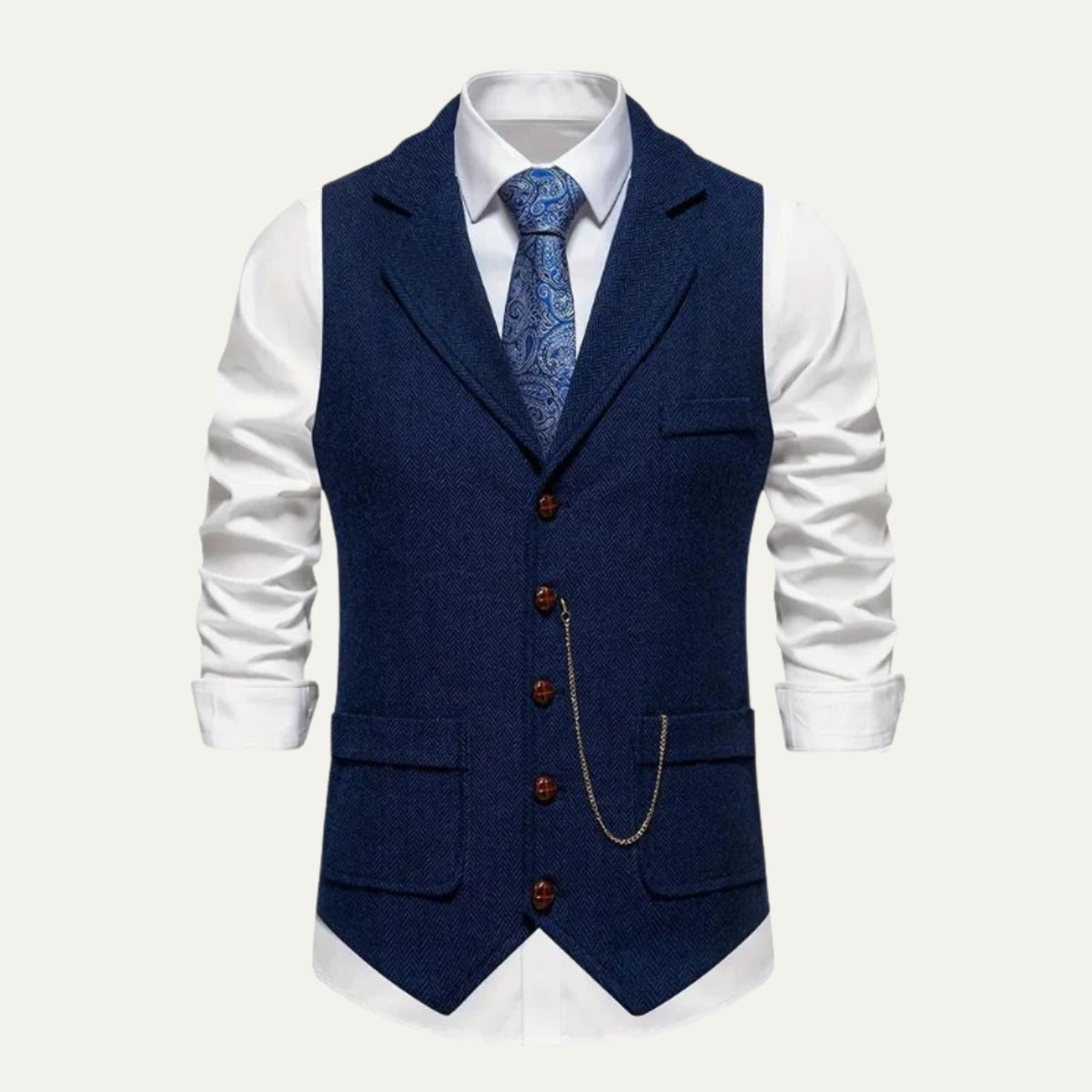Chaleco de Tweed Hombre Espiga Solapa Entallado | Nicolas