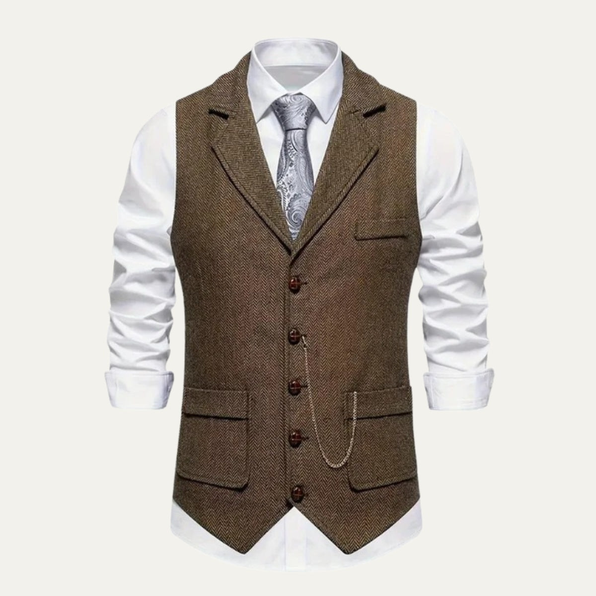 Chaleco de Tweed Hombre Espiga Solapa Entallado | Nicolas