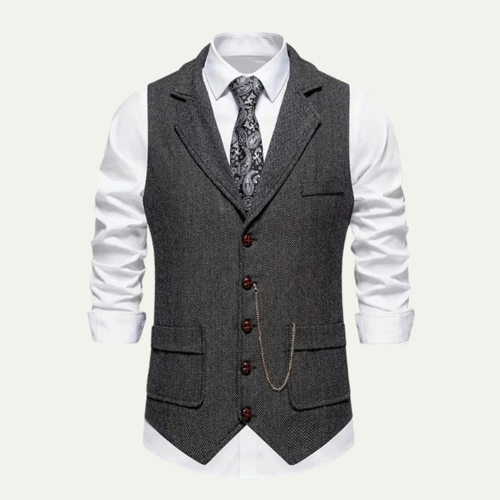 Chaleco de Tweed Hombre Espiga Solapa Entallado | Nicolas