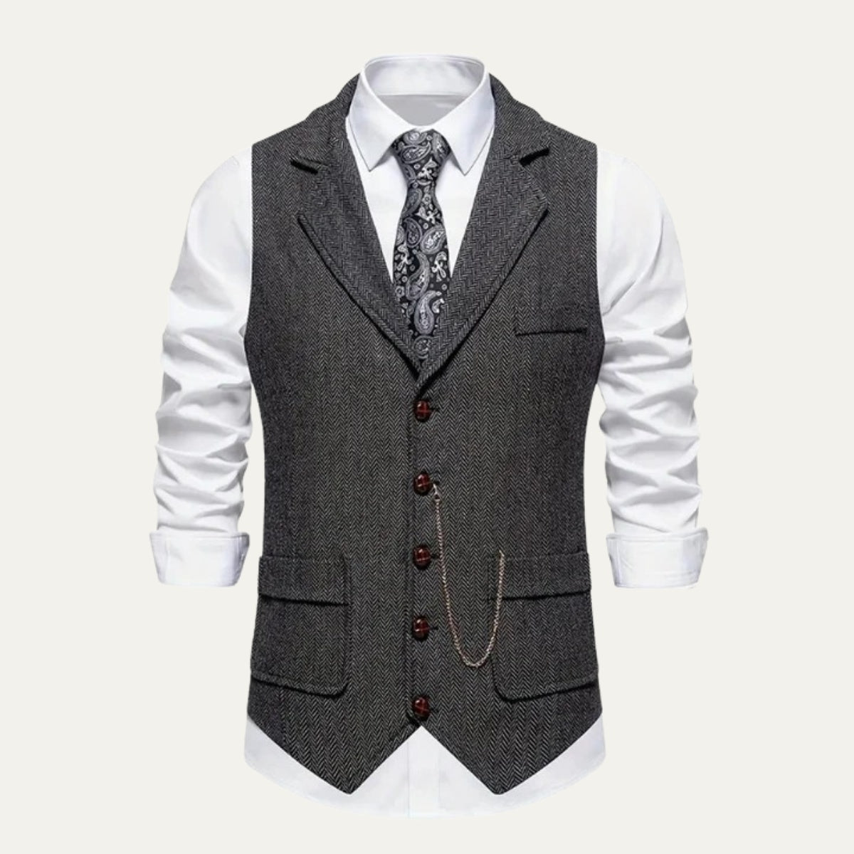 Chaleco de Tweed Hombre Espiga Solapa Entallado | Nicolas