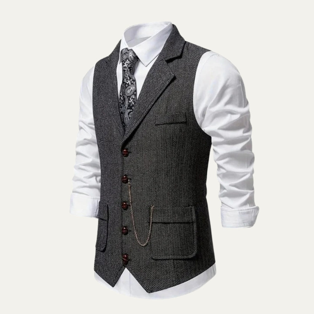 Chaleco de Tweed Hombre Espiga Solapa Entallado | Nicolas