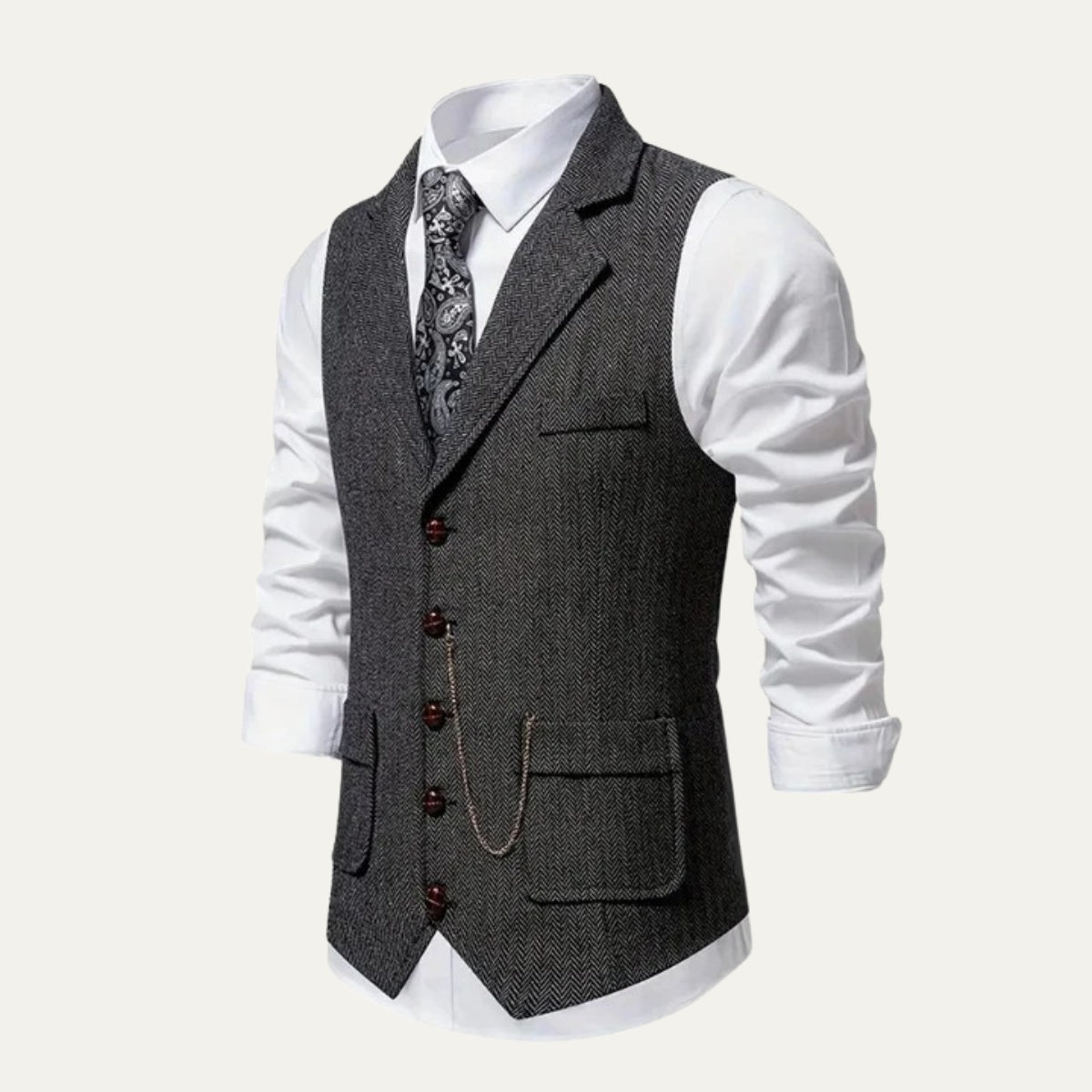 Chaleco de Tweed Hombre Espiga Solapa Entallado | Nicolas