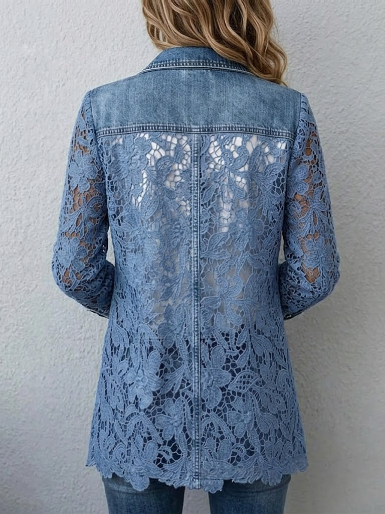Blazer con Paneles de Encaje Floral Mujer | Lacinda