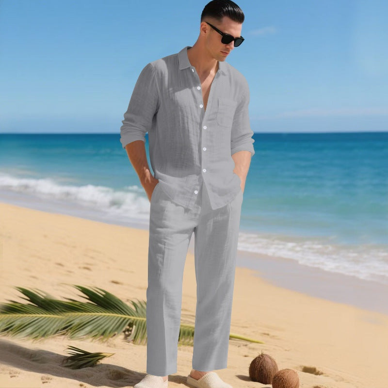 Ensemble en lin homme chemise à manches longues et pantalon | Paul