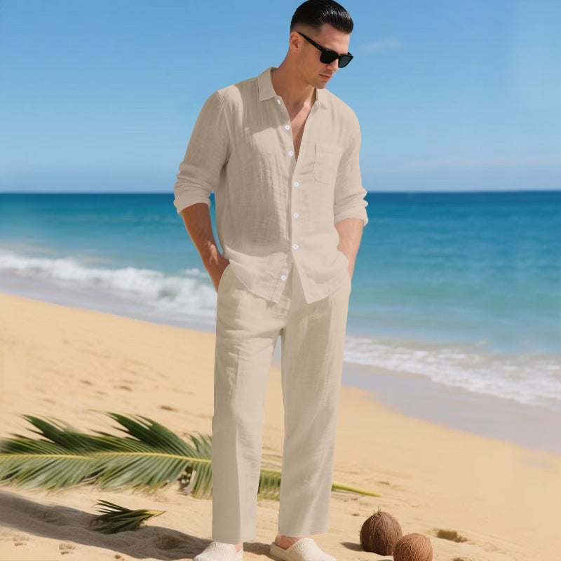 Ensemble en lin homme chemise à manches longues et pantalon | Paul