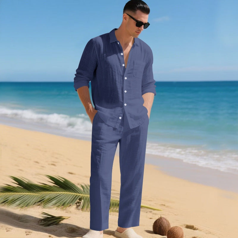 Ensemble en lin homme chemise à manches longues et pantalon | Paul