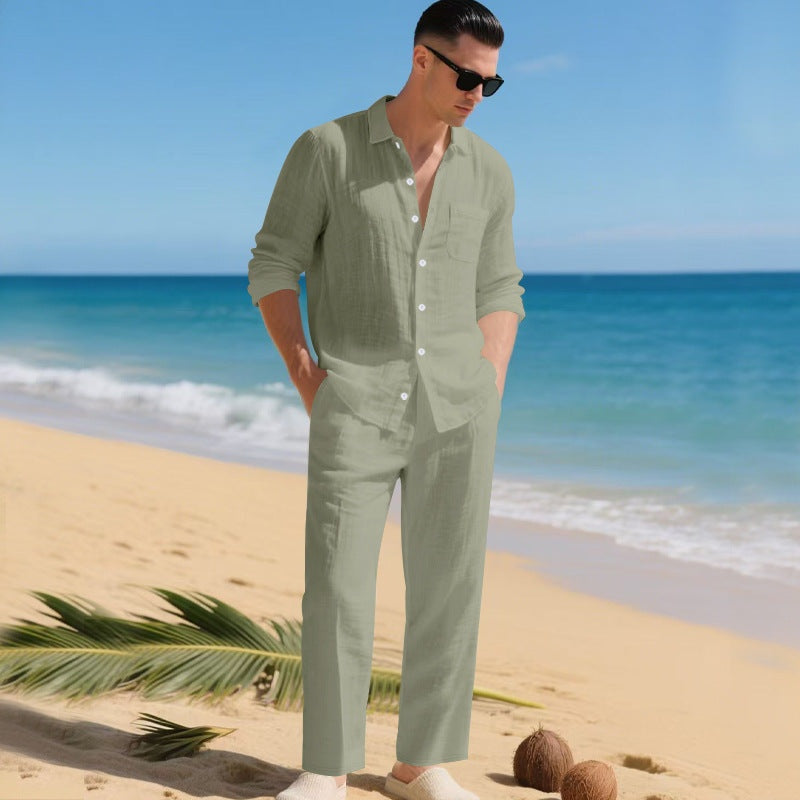 Ensemble en lin homme chemise à manches longues et pantalon | Paul