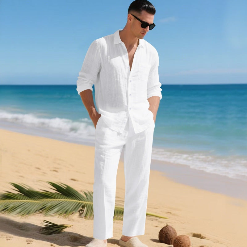 Ensemble en lin homme chemise à manches longues et pantalon | Paul
