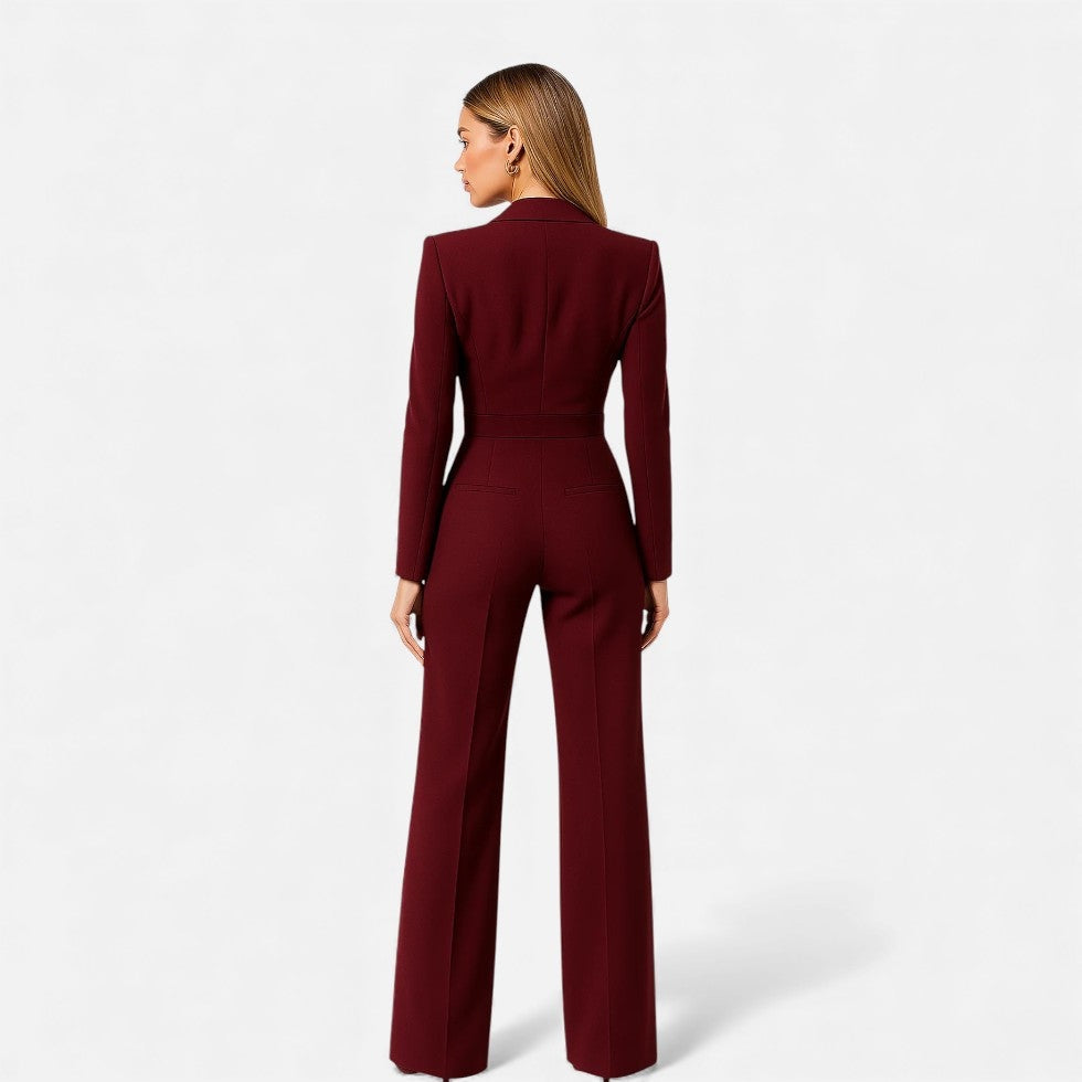 Mono Largo Elegante Mujer Escote V Manga Larga Eventos | Pilar
