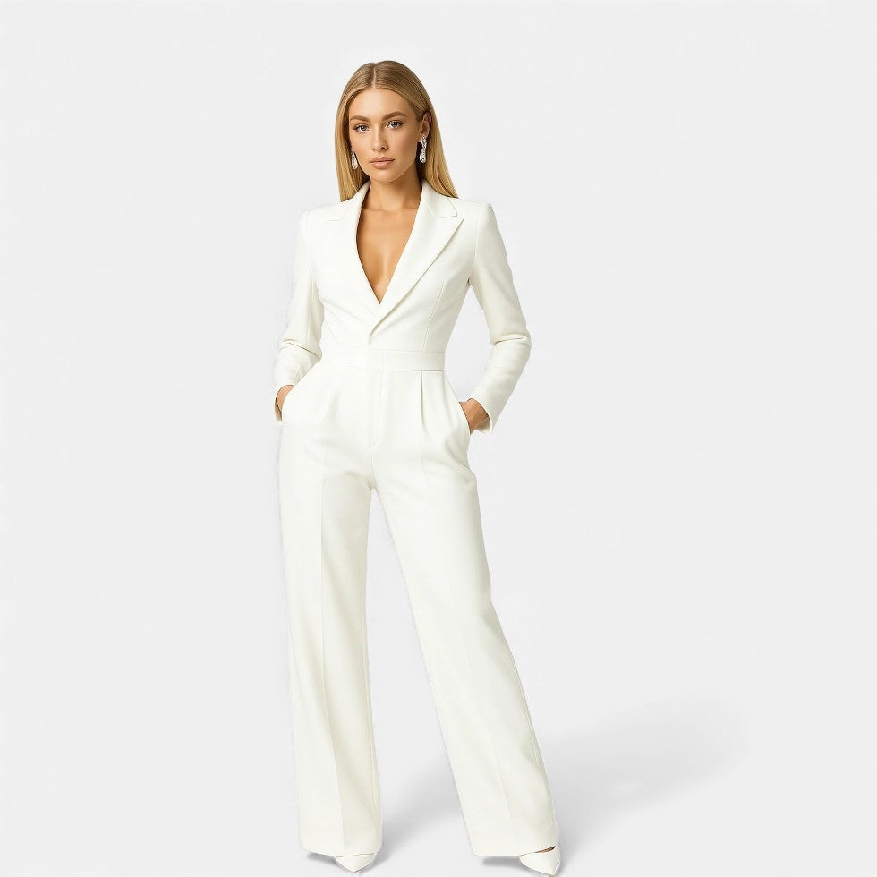 Mono Largo Elegante Mujer Escote V Manga Larga Eventos | Pilar