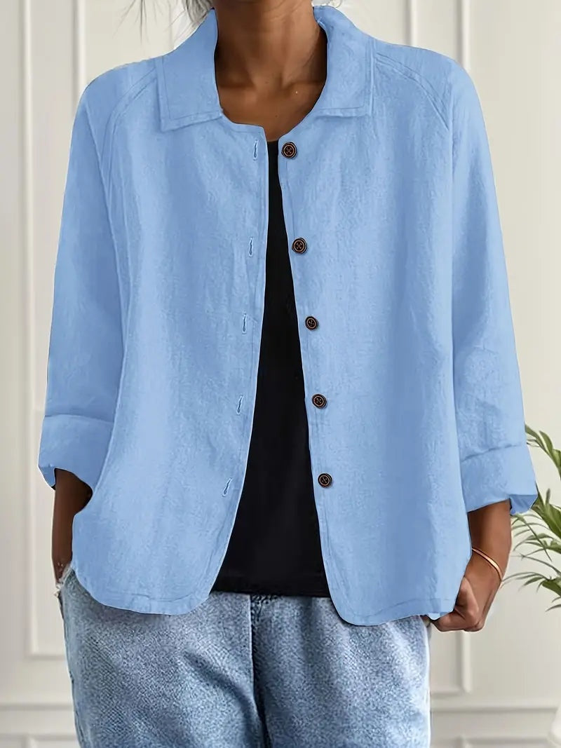 Chaqueta de Lino con Botones Mujer Manga Larga | Remedios