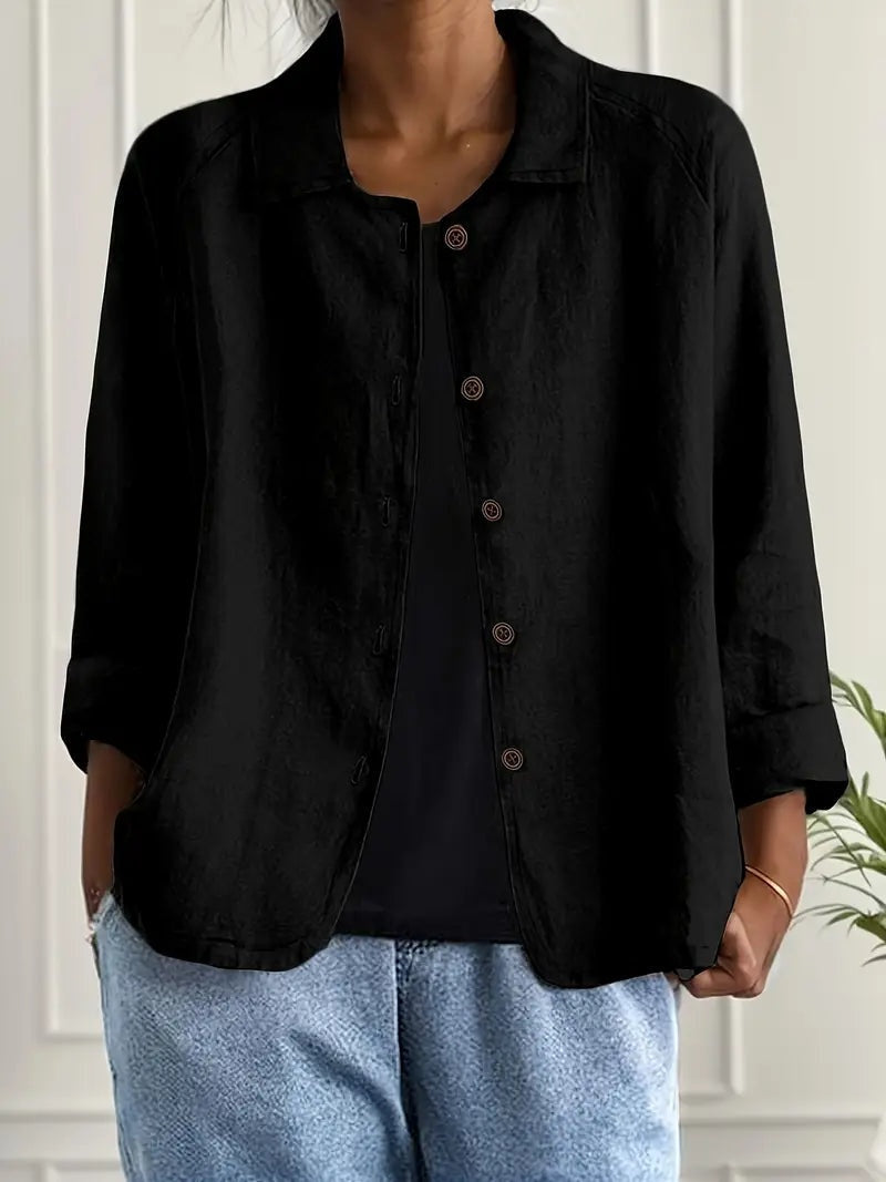 Chaqueta de Lino con Botones Mujer Manga Larga | Remedios