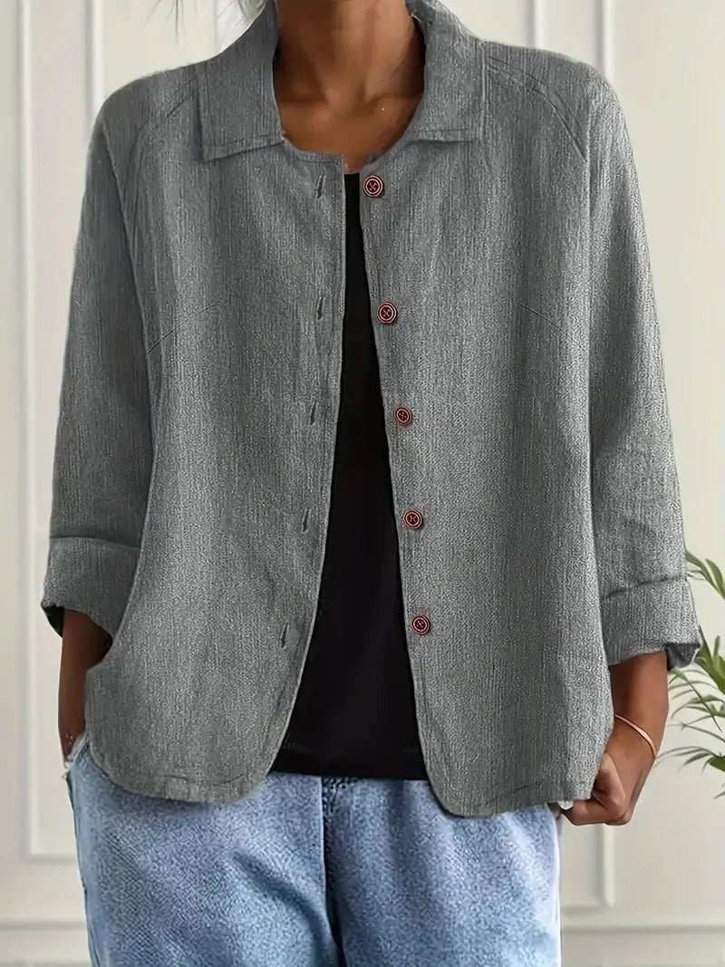 Chaqueta de Lino con Botones Mujer Manga Larga | Remedios