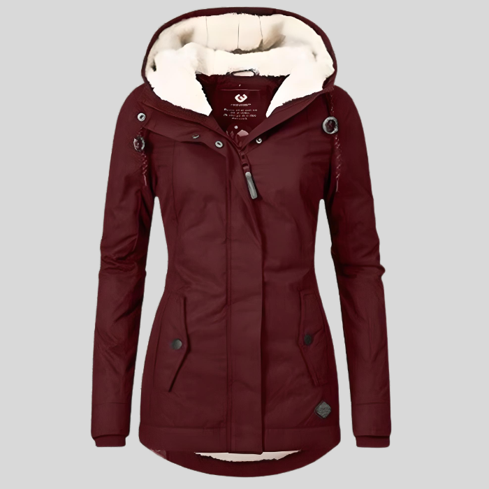 Parka Impermeable Mujer con Capucha Forro Borreguito | Rocio