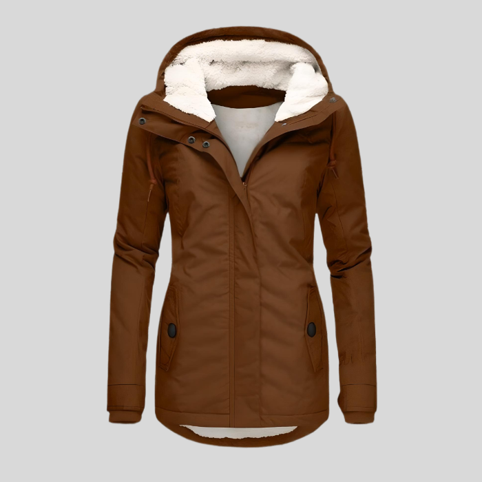 Parka Impermeable Mujer con Capucha Forro Borreguito | Rocio