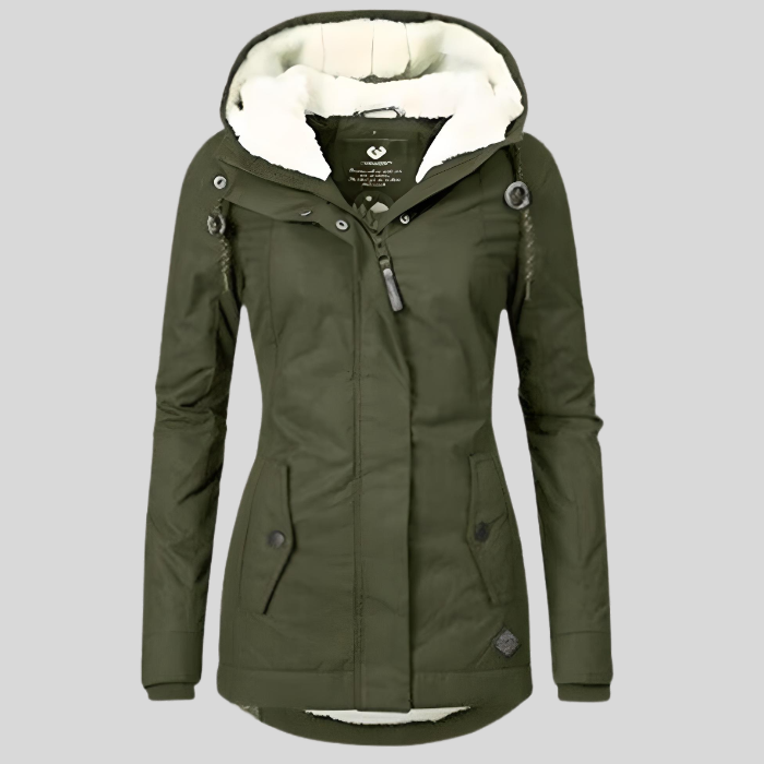 Parka Impermeable Mujer con Capucha Forro Borreguito | Rocio