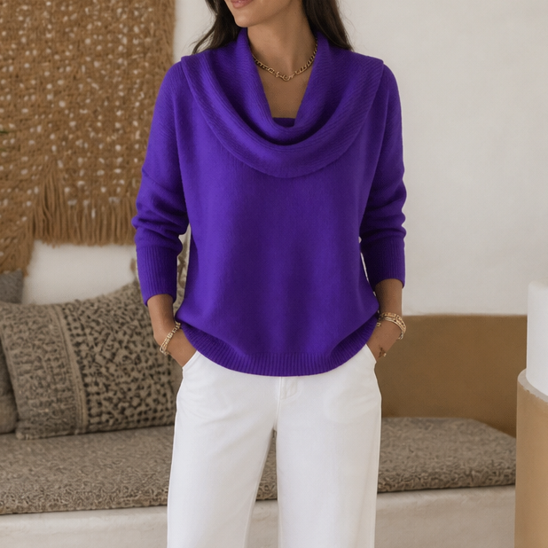 Pull drapé à col cheminée | Agueda