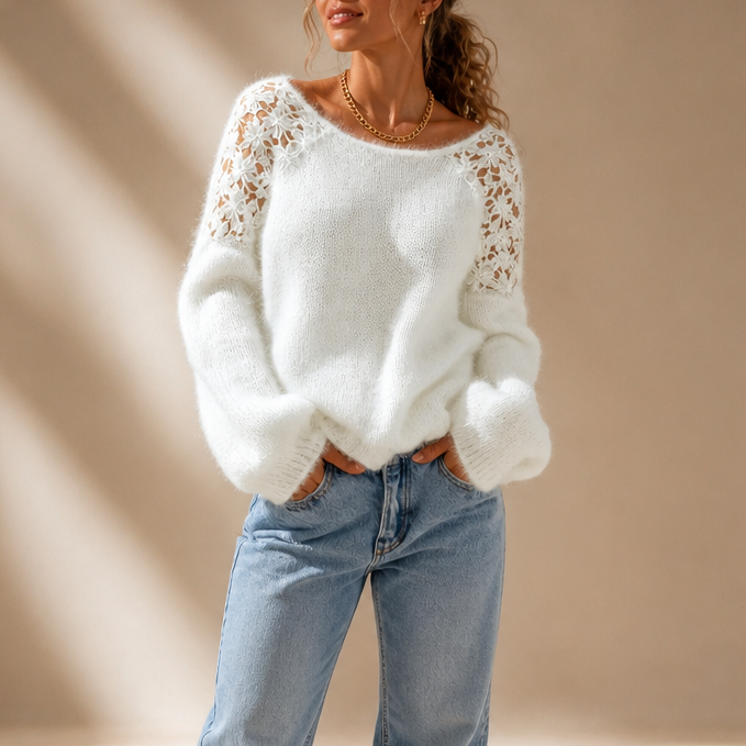 Pull en maille avec détail en dentelle | Adela