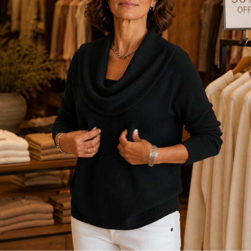 Pull drapé à col cheminée | Agueda