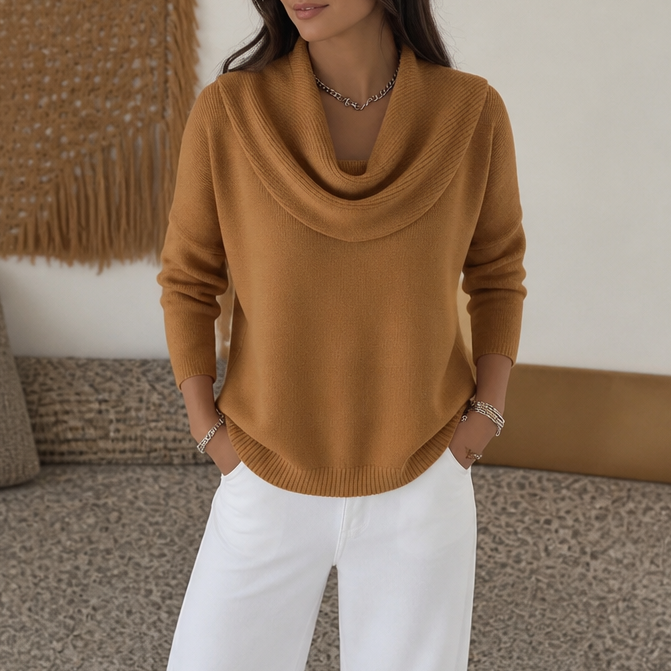 Pull drapé à col cheminée | Agueda